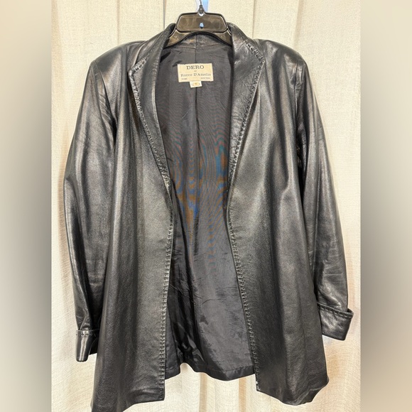 DERO by Rocco D’Amelio Black Genuine Leather Blazer Jacket Women’s Size M - Picture 2 of 12
